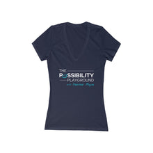 Load image into Gallery viewer, "The Possibility Playground with Heather Moyse" | Women's Jersey Short Sleeve Deep V-Neck Tee
