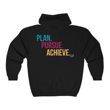 Load image into Gallery viewer, "Plan. Pursue. Achieve." | Unisex Heavy Blend™ Full Zip Hooded Sweatshirt