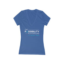 Load image into Gallery viewer, "The Possibility Playground with Heather Moyse" | Women's Jersey Short Sleeve Deep V-Neck Tee