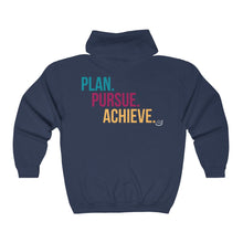 Load image into Gallery viewer, "Plan. Pursue. Achieve." | Unisex Heavy Blend™ Full Zip Hooded Sweatshirt