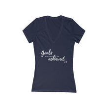 Load image into Gallery viewer, Goals Achieved  | Women&#39;s Jersey Short Sleeve Deep V-Neck Tee
