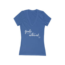 Load image into Gallery viewer, Goals Achieved  | Women&#39;s Jersey Short Sleeve Deep V-Neck Tee
