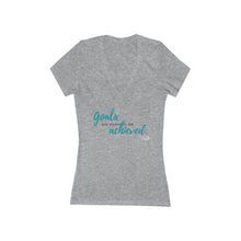 Load image into Gallery viewer, Goals Achieved  | Women&#39;s Jersey Short Sleeve Deep V-Neck Tee
