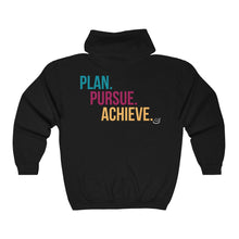 Load image into Gallery viewer, &quot;Plan. Pursue. Achieve.&quot; | Unisex Heavy Blend™ Full Zip Hooded Sweatshirt
