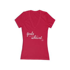 Goals Achieved  | Women's Jersey Short Sleeve Deep V-Neck Tee