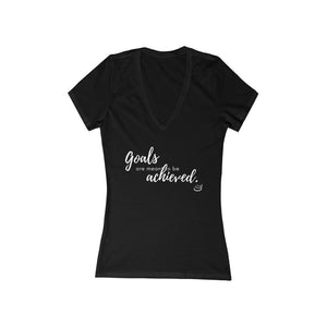 Goals Achieved  | Women's Jersey Short Sleeve Deep V-Neck Tee