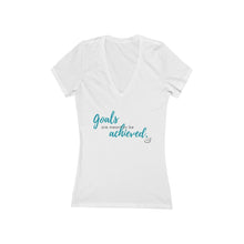 Load image into Gallery viewer, Goals Achieved  | Women&#39;s Jersey Short Sleeve Deep V-Neck Tee
