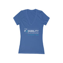 Load image into Gallery viewer, &quot;The Possibility Playground with Heather Moyse&quot;  | Women&#39;s Jersey Short Sleeve Deep V-Neck Tee
