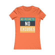 Load image into Gallery viewer, &quot;No Regrets, No Excuses&quot; (teal &amp; tangerine) | Women&#39;s Favorite Tee
