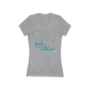 Goals Achieved  | Women's Jersey Short Sleeve Deep V-Neck Tee